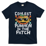 Coolest Pumpkin In The Patch Halloween Girls T-Shirt - Navy Blue
