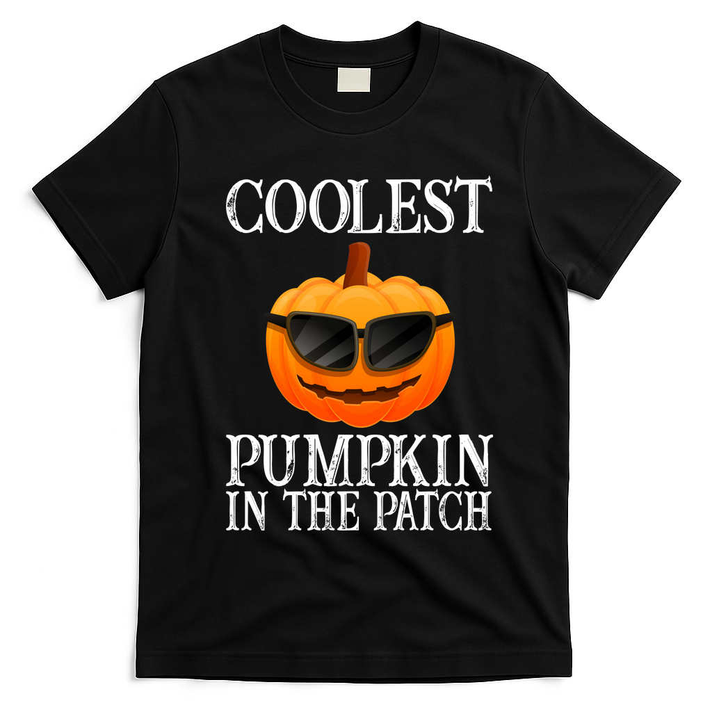 Coolest Pumpkin In The Patch Funny Halloween T-Shirt - Black