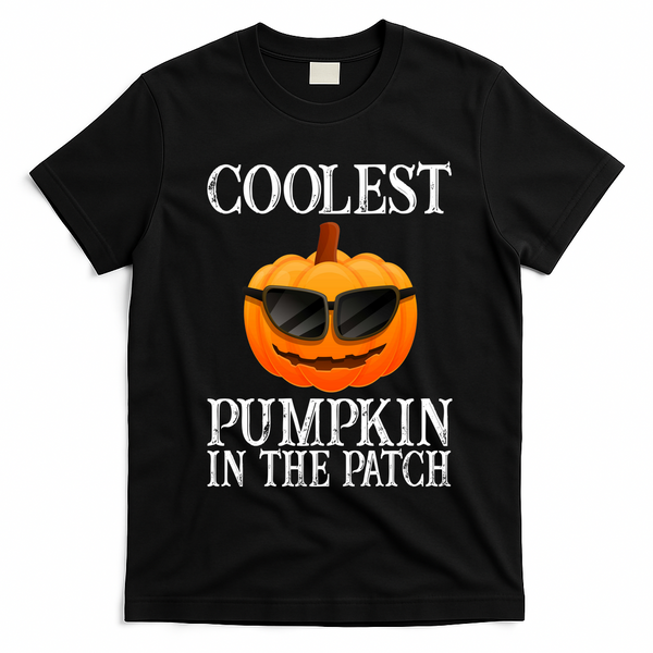 Coolest Pumpkin In The Patch Funny Halloween T-Shirt - Black