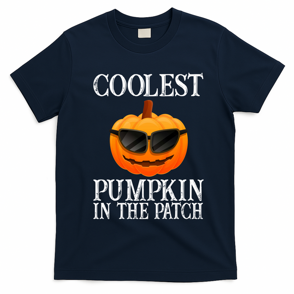 Coolest Pumpkin In The Patch Funny Halloween T-Shirt - Navy Blue