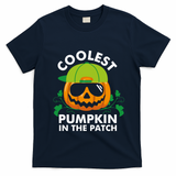 Coolest Pumpkin In The Patch Boy Pumpkin Halloween T-Shirt - Navy Blue