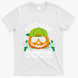 Coolest Pumpkin In The Patch Boy Pumpkin Halloween T-Shirt - White