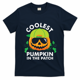 Coolest Pumpkin In The Patch Kids Boy Pumpkin Halloween T-Shirt - Navy Blue