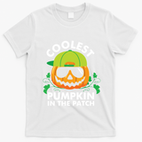 Coolest Pumpkin In The Patch Kids Boy Pumpkin Halloween T-Shirt - White