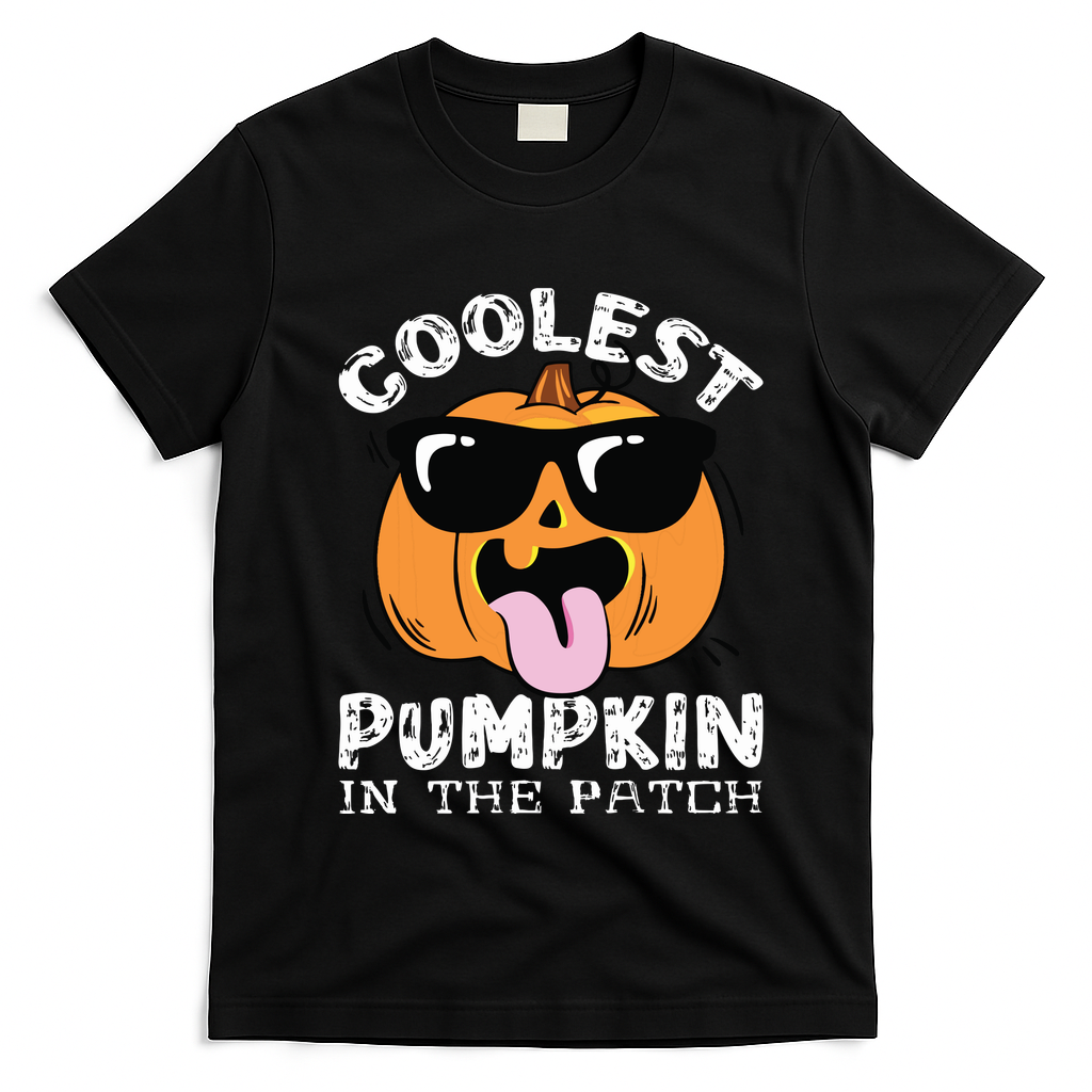 Coolest Pumpkin In The Patch Toddle Boy Halloween Kids T-Shirt - Black