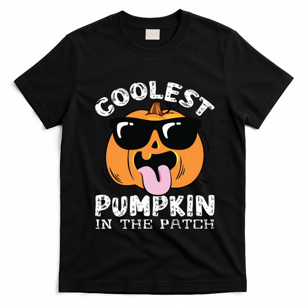 Coolest Pumpkin In The Patch Toddle Boy Halloween Kids T-Shirt - Black