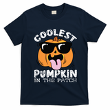 Coolest Pumpkin In The Patch Toddle Boy Halloween Kids T-Shirt - Navy Blue