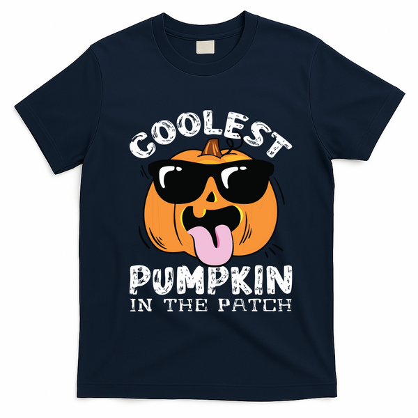 Coolest Pumpkin In The Patch Toddle Boy Halloween Kids T-Shirt - Navy Blue