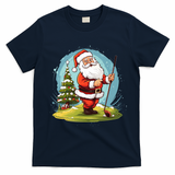 Christmas Santa Claus Golf Xmas Gift T-Shirt - Navy Blue