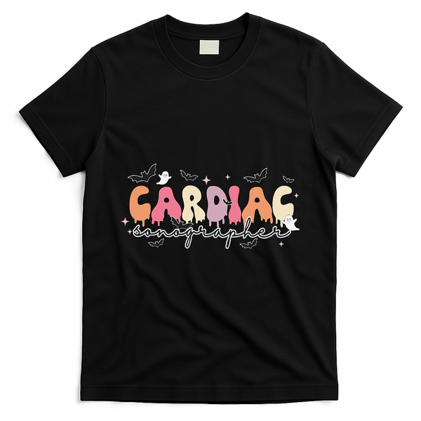 Cardiac Sonographer Halloween Ghosts Echocardiographers T-Shirt - Black