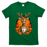 Deer Antlers Pumpkin Spice Latte Fall Thanksgiving Halloween T-Shirt - Irish Green