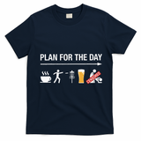 Disc Golf Basket Frisbee Golfing Frolf Coffee Beer Adult T-Shirt - Navy Blue