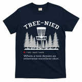Disc Golf Funny Stupid Tree Treenied IV T-Shirt - Navy Blue