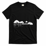 Disc Golf Flying Disc Disc Golf Sunset Guitar T-Shirt - Black