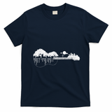 Disc Golf Flying Disc Disc Golf Sunset Guitar T-Shirt - Navy Blue