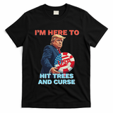 Disc Golf Funny Hit Trees And Curse Retro Disc Golf T-Shirt - Black