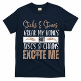 Disc Golf Funny Discs & Chains Excite Me Brown T-Shirt - Navy Blue
