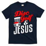 Disc Golf Jesus Christian Gift Funny Golfing Golfer Lover T-Shirt - Navy Blue