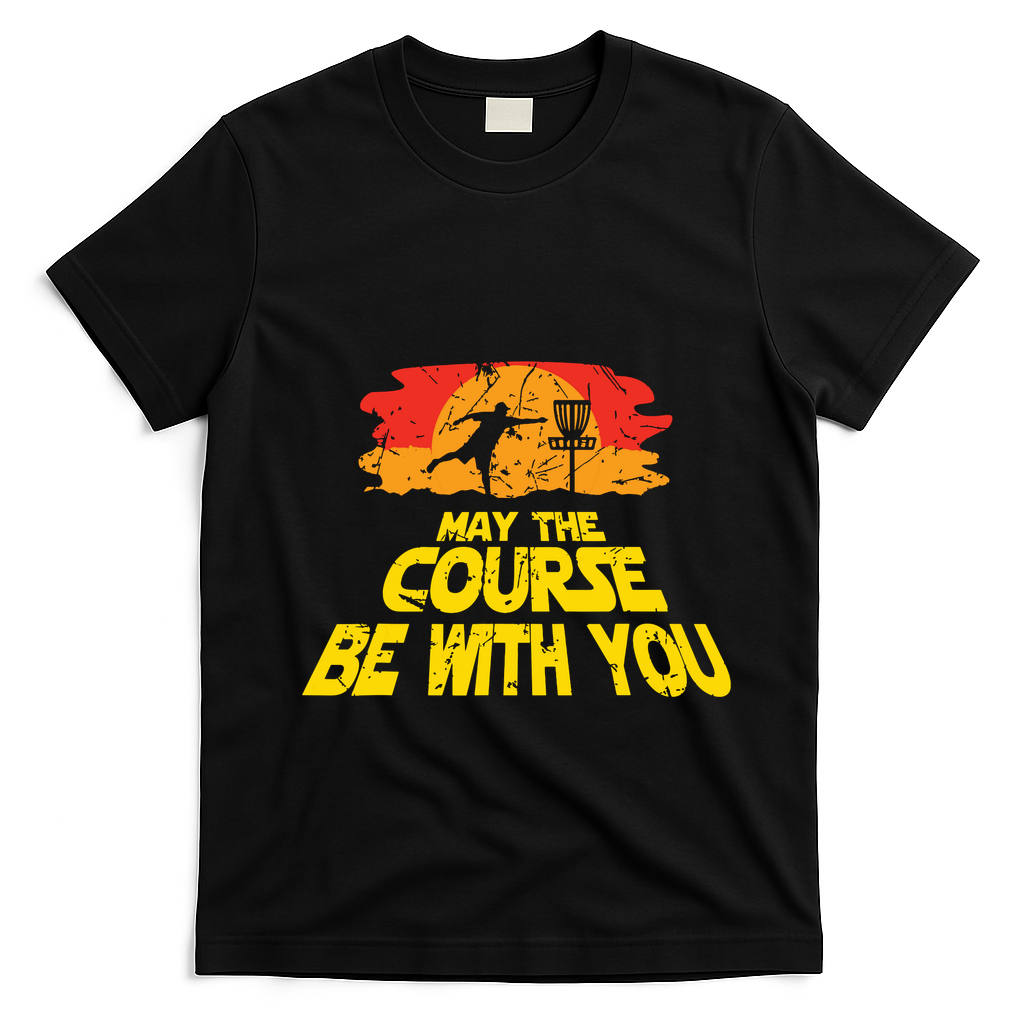 Disc Golf May The Course Be With You Trendy Golf T-Shirt - Black