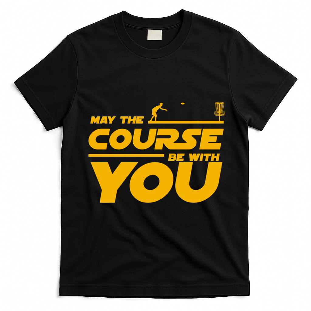 Disc Golf May The Course Be With You Frisbee Golf Gift T-Shirt - Black