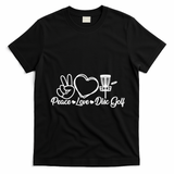 Disc Golfing Peace Love Disc Golf T-Shirt - Black