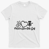 Disc Golfing Peace Love Disc Golf T-Shirt - White