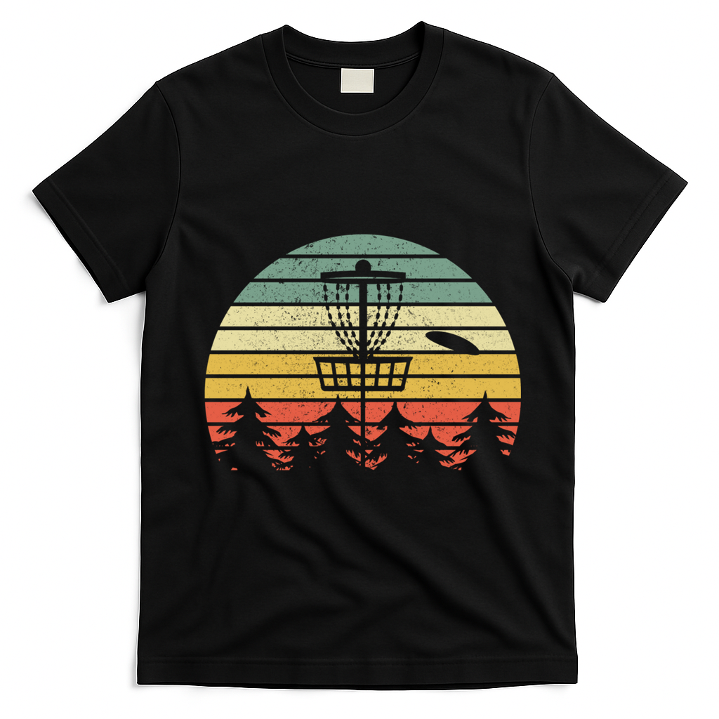 Disc Golf Retro Vintage Frisbee Design T-Shirt - Black