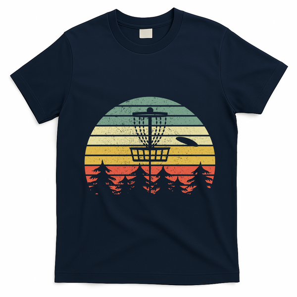 Disc Golf Retro Vintage Frisbee Design T-Shirt - Navy Blue