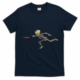 Disc Golfing Skeleton Halloween Disc Golf Halloween T-Shirt - Navy Blue