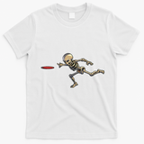 Disc Golfing Skeleton Halloween Disc Golf Halloween T-Shirt - White