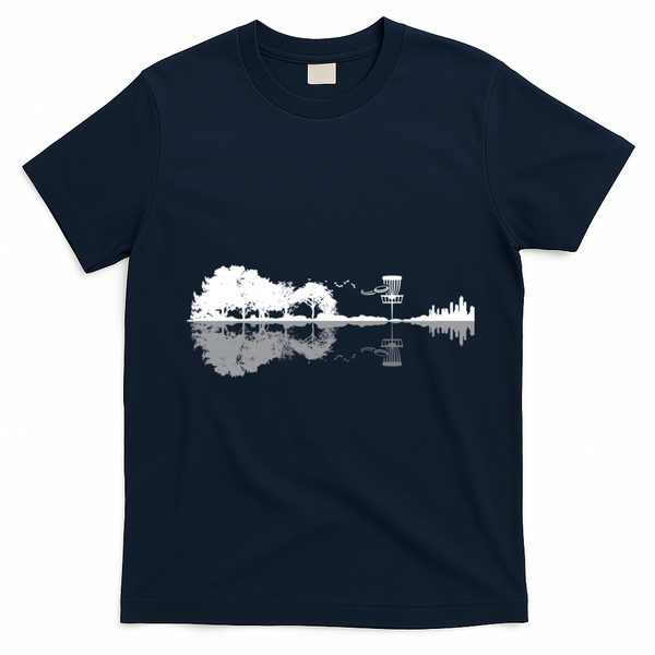 Disc Golf Sunset Guitar Guitarist Player Outfit Gift For Those Who Play Frolf T-Shirt - Navy Blue