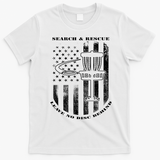 Disc Golf Search & Rescue Leave No Disc Behind Black T-Shirt - White