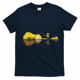 Disc Golf Sunset Guitar Guitarist Player Golfing Frisbee Dad T-Shirt - Navy Blue