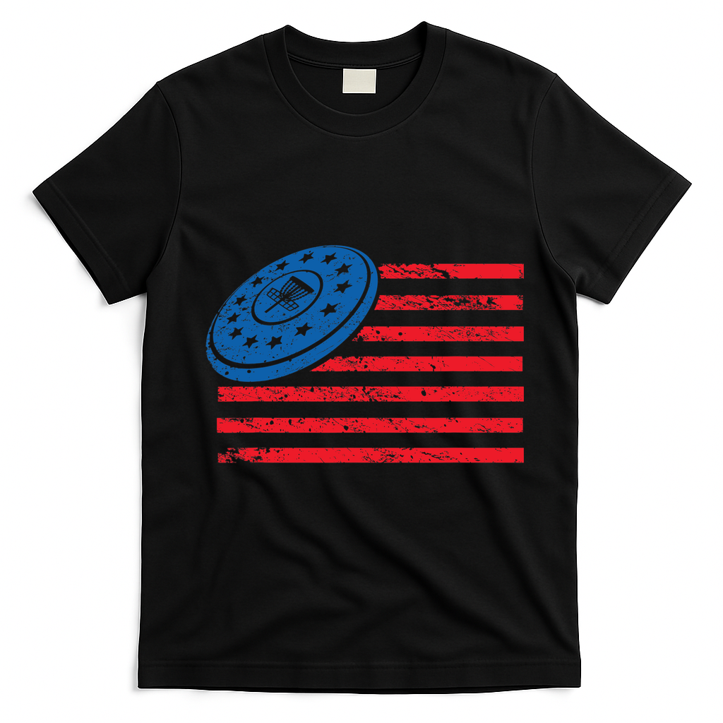 Disc Golf T USA Flag Disc Golf T-Shirt - Black