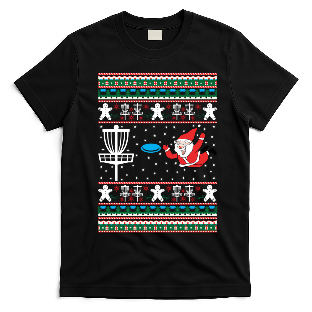 Disc Golf Ugly Christmas Merry Discmas Holiday Xmas Gift Cool Gift T-Shirt - Black