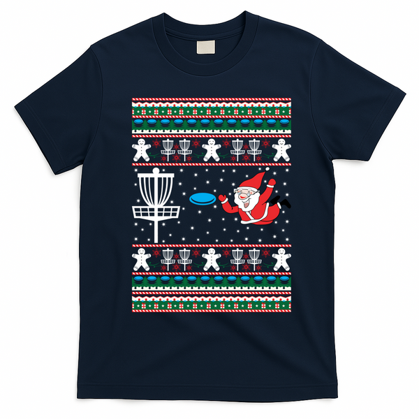 Disc Golf Ugly Christmas Merry Discmas Holiday Xmas Gift Cool Gift T-Shirt - Navy Blue