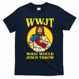 Disc Golf Wwjt What Would Jesus Throw Frisbee T-Shirt - Navy Blue
