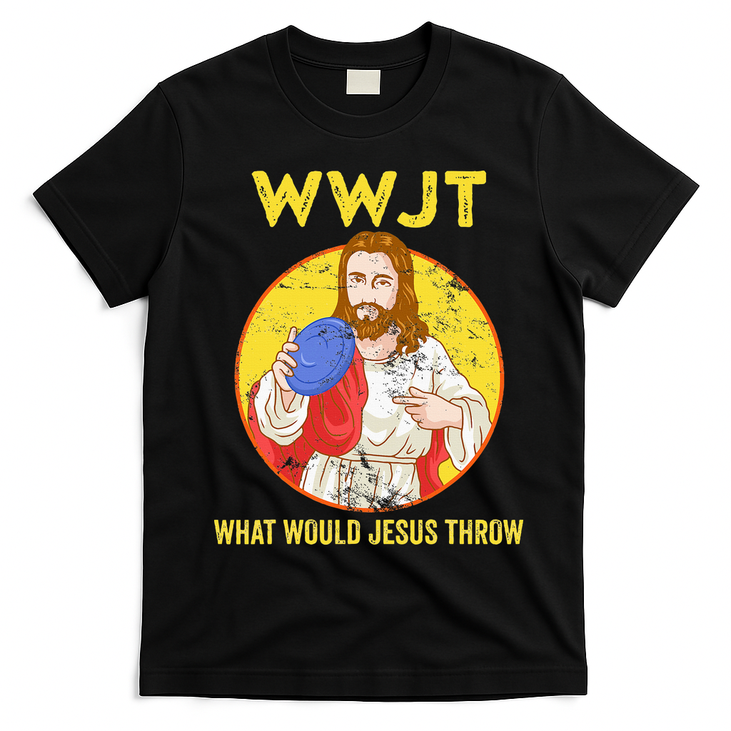 Disc Golf What Would Jesus Throw Frisbee Golf T-Shirt - Black