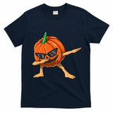 Dabbing Pumpkin With Glasses Halloween Pumpkin Dabbing Dab Gift T-Shirt - Navy Blue