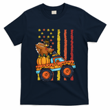 Dabbing Turkey Pumpkin Truck Autumn Usa Flag Thanksgiving Gift T-Shirt - Navy Blue