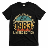 Est 1983 Vintage 1983 Limited Edition 40th Birthday T-Shirt - Black