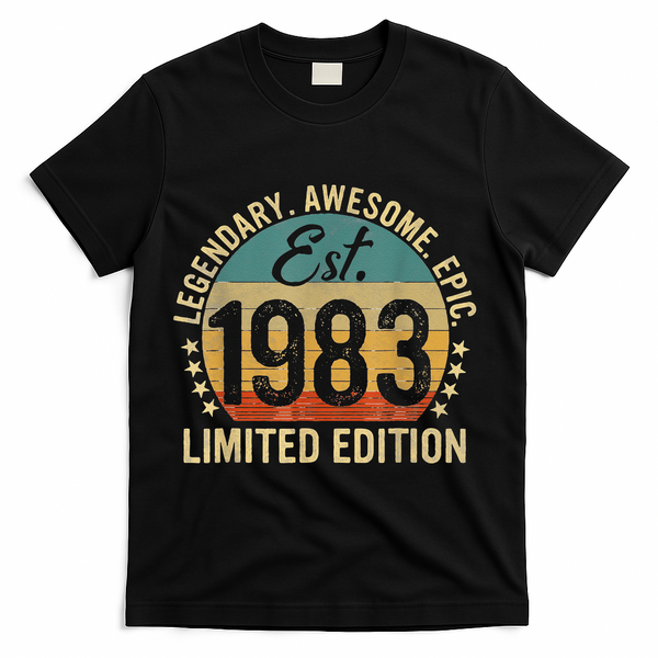 Est 1983 Vintage 1983 Limited Edition 40th Birthday T-Shirt - Black