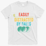 Easily Distracted by Balls Golf Ball Putt Vintage Funny Golf T-Shirt - White