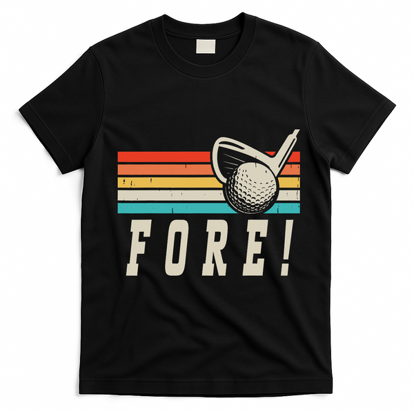 Fore 4th Golf Birthday Party T-Shirt - Black