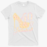 Fabulous & 40 Sparkly Heel 40th Birthday T-Shirt - White