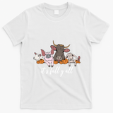 Farm Animals ItS Fall YAll Pumpkins Autumn Halloween Gift T-Shirt - White