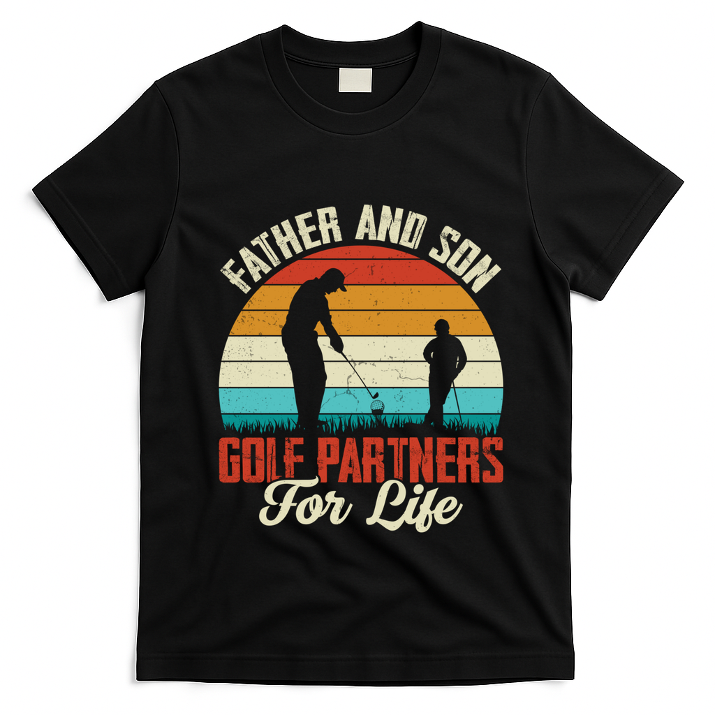Father And Son Golf Partners For Life Gift T-Shirt - Black