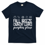 Fall Breeze Crunchy Leaves Pumpkins Please T-Shirt - Navy Blue