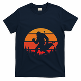 Funny Bigfoot Golf Retro Sasquatch Playing Golf T-Shirt - Navy Blue
