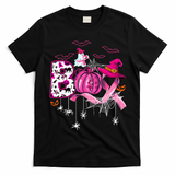 Funny Boo Pumpkin Witch Pink Ribbon Breast Cancer Halloween T-Shirt - Black